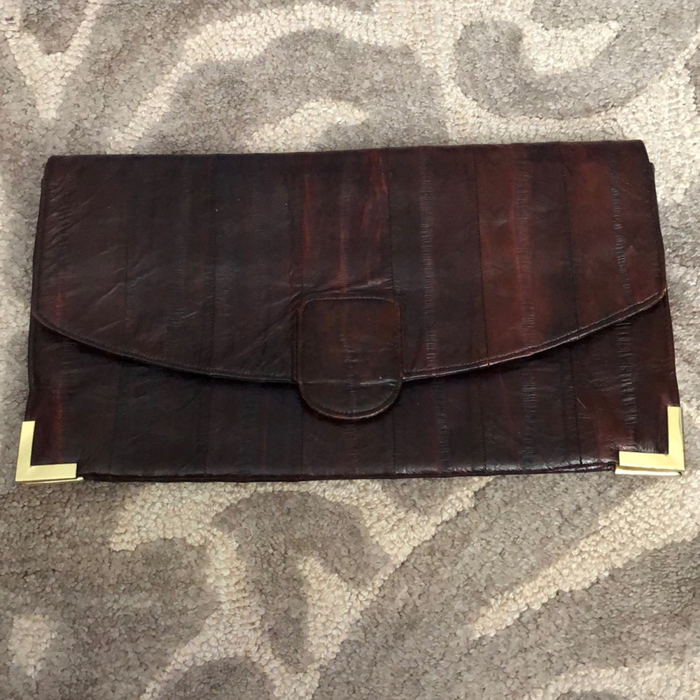 11x6” vintage eel envelope clutch